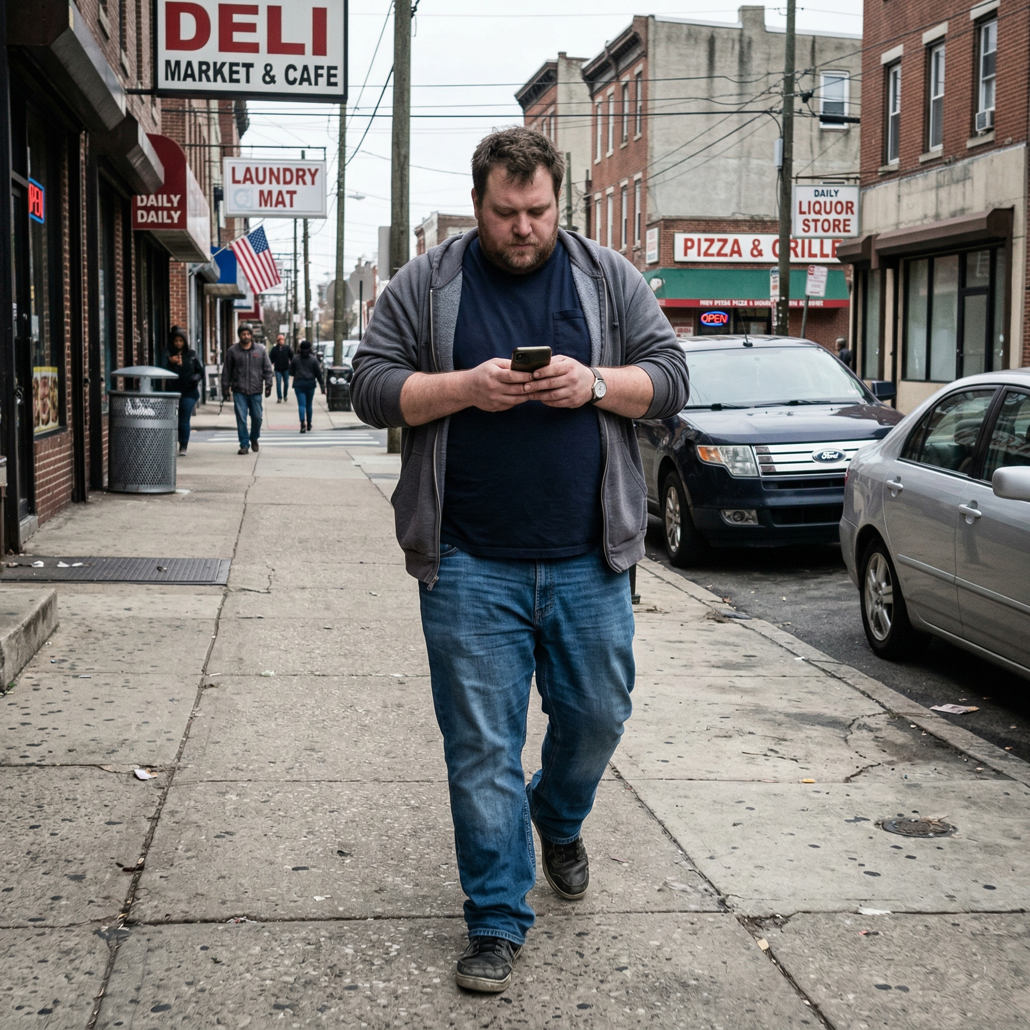 Man on the go checking his coach